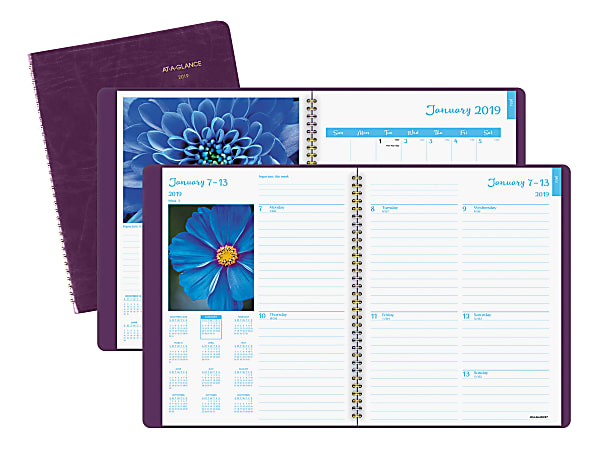 AT-A-GLANCE® DayMinder® Weekly/Monthly Planner, 8 1/4" x 10 7/8", 30% Recycled, Floral, January to December 2018 (G70159-18)