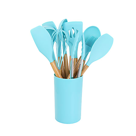 MegaChef Light Teal Silicone Cooking Utensils (Set of 12)