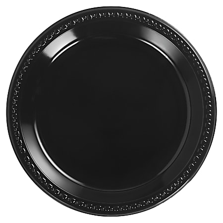 Chinet® Heavyweight Round Plastic Plates, 10 1/4", Black,