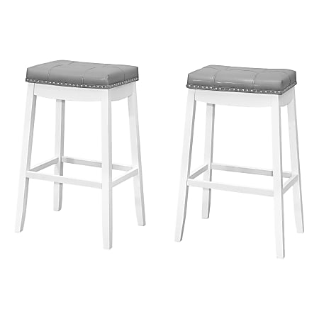 Monarch Specialties Aspen Faux Leather Barstools, Gray/White, Set