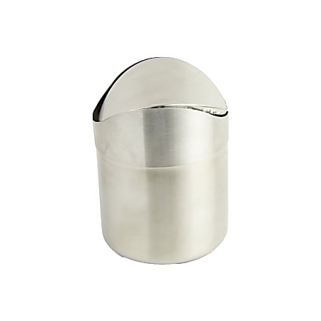 Mind Reader Oval Stainless-Steel Desktop Trash Collector, 0.4 Gallons, Silver