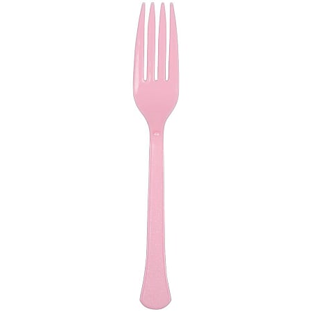 JAM PAPER Premium Utensils Party Pack, Plastic Forks, Light Pink, 48 Disposable Forks/Pack 