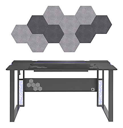 RS Gaming Mergence 60 W RGB Gaming Computer Desk With 10 Acoustic Panels Black Office Depot