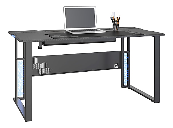 RS Gaming Mergence 60 W RGB Gaming Computer Desk With 10 Acoustic Panels Black Office Depot