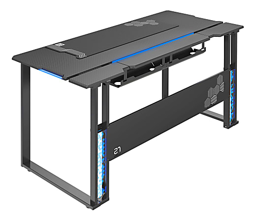 RS Gaming Mergence 60 W RGB Gaming Computer Desk With 10 Acoustic Panels Black Office Depot