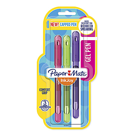 Paper Mate® InkJoy Gel Pens, Medium Point, 0.7 mm, Assorted Fashion Ink Colors, Pack Of 3 Pens