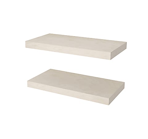 Bestar Universel Floating Shelves, 24” x 12”, Natural Yellow Birch, Set Of 2 Shelves