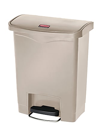 Rubbermaid® Slim Jim Rectangular Plastic Wastebasket, Step-On, 8 Gallons, Beige