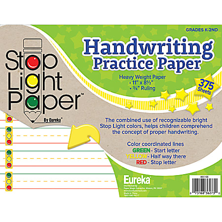 Eureka Stop Light Practice Paper, 8-1/2" x 11", Assorted Colors, Pack Of 375 Sheets