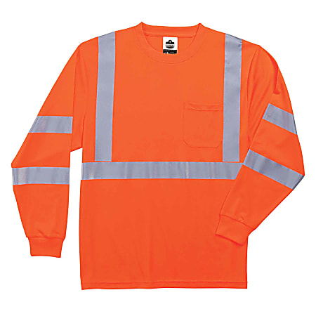 Ergodyne GloWear 8391 Type-R Class 3 Long-Sleeve T-Shirt, Small, Orange