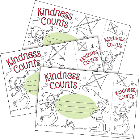 Barker Creek Color Me! Awards & Bookmarks Set, 8-1/2" x 5-1/2", Kindness Counts, Set Of 90 Awards