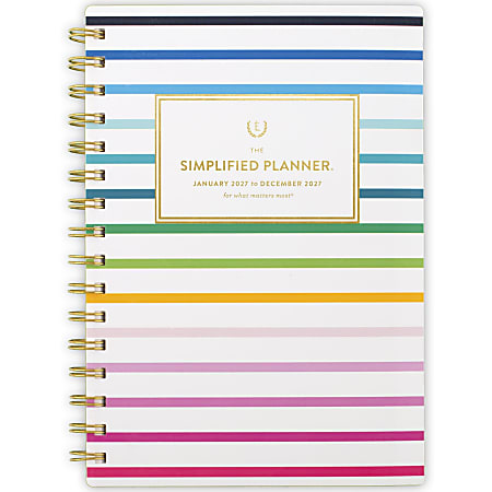 Simplified by Emily Ley for AT-A-GLANCE® 2027 Weekly Monthly Planner, Happy Stripe, Small, 5 1/2" x 8 1/2"