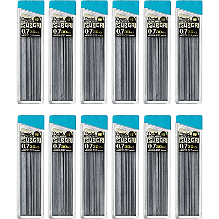 Pentel Super Hi-Polymer Leads - 0.7 mm , Medium Point - HB - Black Lead - 30 Tube - 12 / Box