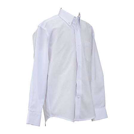 Royal Park Boys Uniform, Long-Sleeve Oxford Polo Shirt, Small, White