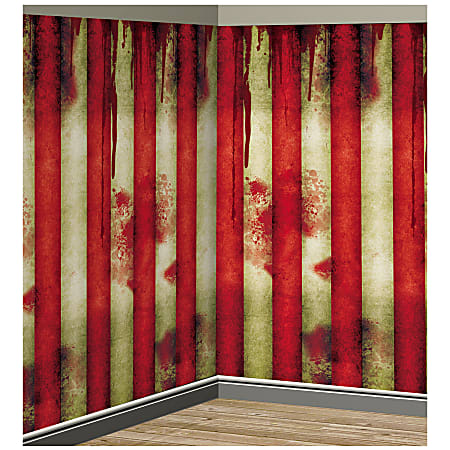 Amscan Halloween Creepy Carnival Striped Scene Setter Room Roll, 48" x 480"