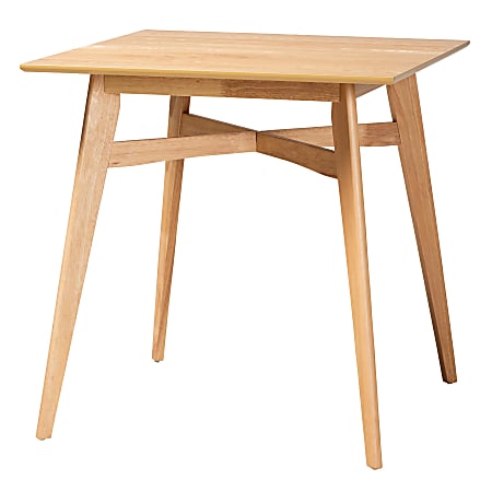 Baxton Studio Leena Mid-Century Modern Counter Height Pub Table, 36”H x 35-7/16”W x 35-7/16”D, Natural Oak