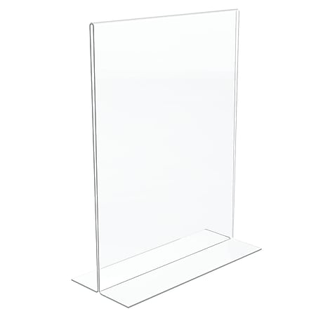 Acrylic Sign Holder 8.5 x 11 - Acrylic T Shape Table Top Display Stand Double Sided Bottom Load Portrait Style Menu Ad Frame. Perfect for