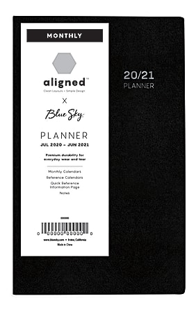 Blue Sky™ Aligned 30-Month Monthly Academic Vinyl Planner, 3-5/8" x 6-1/8", Multicolor, July 2020 To December 2022, 122742