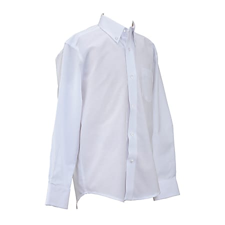 Royal Park Boys Uniform, Long-Sleeve Oxford Polo Shirt, Large, White