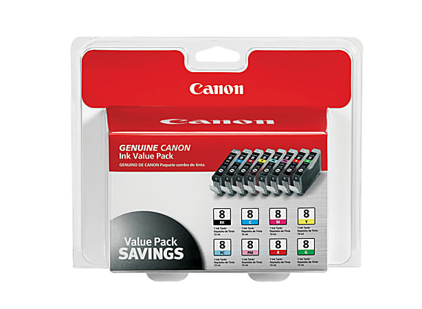 Canon CLI-8 Original Ink Cartridge - Inkjet - 8 / Pack - Black, Cyan, Magenta, Yellow, Photo Cyan, Photo Magenta, Red, Green - 8 / Pack