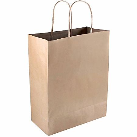 COSCO Premium Paper Shopping Bags, 10"W x 13"L, Kraft Brown, Box Of 50