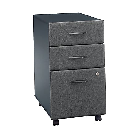 Bush Business Furniture Office Advantage 20-1/6"D Vertical 3-Drawer Mobile File Cabinet, Slate, Premium Installation