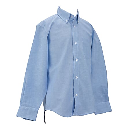 Royal Park Boys Uniform, Long-Sleeve Oxford Polo Shirt, Medium, Blue