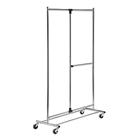 Honey Can Do 2-Tier Garment Rack, 74”H x 19”W x 46”D, Chrome