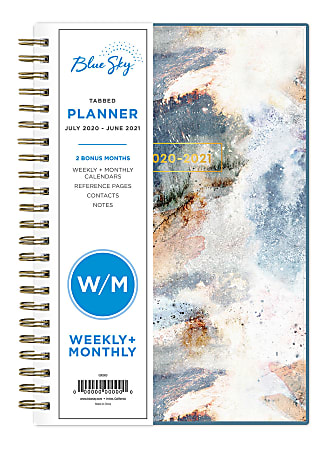 Blue Sky™ Polypropylene Academic Weekly/Monthly Planner, 5" x 8", Multicolor, July 2020 to June 2021, 119296