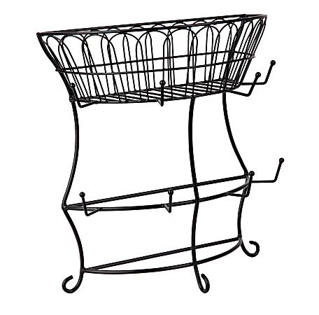 Mind Reader Countertop Mug Rack With Basket, Black