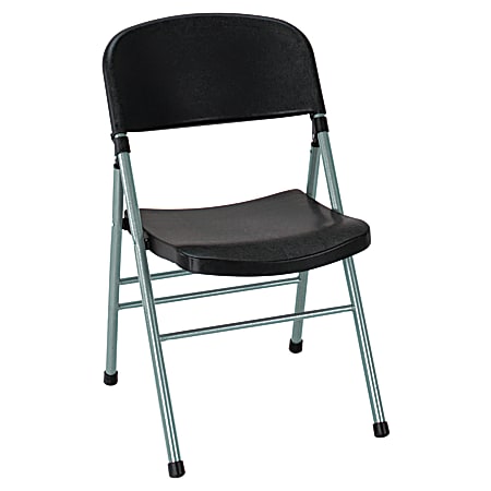 Bridgeport Endura Molded Folding Chairs, Platinum/Black, Set Of 4