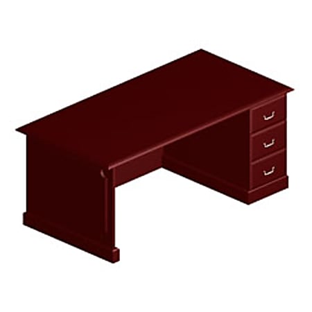 DMi® Governor's Single Right Pedestal Corner Credenza, 30"H x 72"W x 36"D, Mahogany
