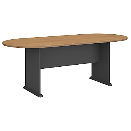 Bush Business Furniture 82"W x 35"D Racetrack Oval Conference Table, Light Oak/Graphite Gray, Premium Installation