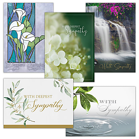 All Occasion Sympathy Greeting Card Assortment With Envelopes, 7-7/8" x 5-5/8", Pack Of 25 Cards
