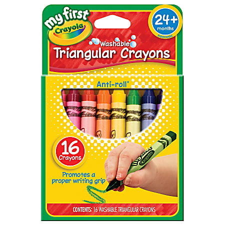 My First Crayola® Washable Triangular Crayons, Assorted Colors, Container Of 16