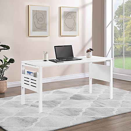 Office Star Prado 60"W Rectangle Computer Desk With Storage, White
