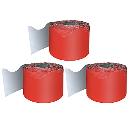 Carson Dellosa Education Rolled Scalloped Borders, Red, 65' Per Roll, Pack Of 3 Rolls