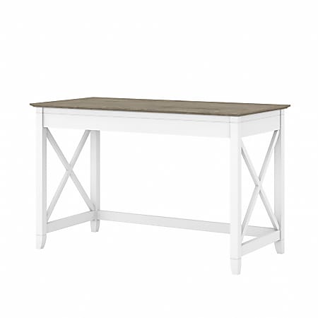 Bush Furniture Key West 48"W Writing Desk, Shiplap Gray/Pure White, Standard Delivery