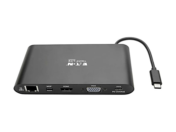 Tripp Lite USB C Docking Station 4k USB Hub HDMI VGA mDP Gbe Charging Black, USB Type C, USB-C, USB Type-C -  - U442DOCK1B