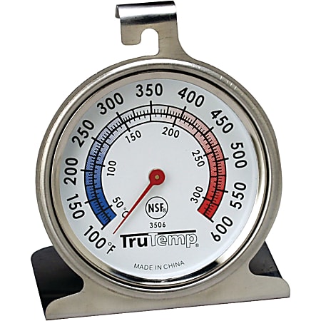 TruTemp Oven Dial Thermometer - Hanging Hole, Built-in Stand - Red