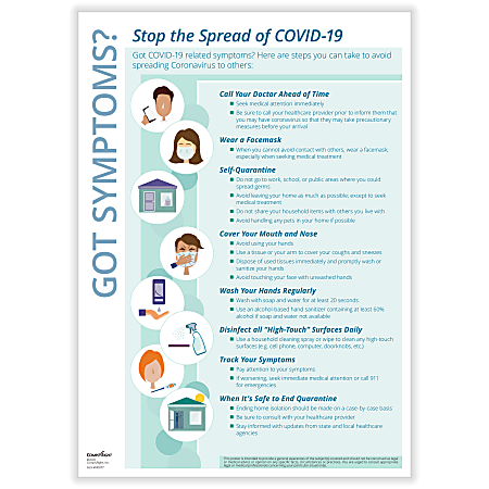 ComplyRight™ Coronavirus (COVID-19) Posters, Got Symptoms? Stop The Spread, English, 10" x 14"