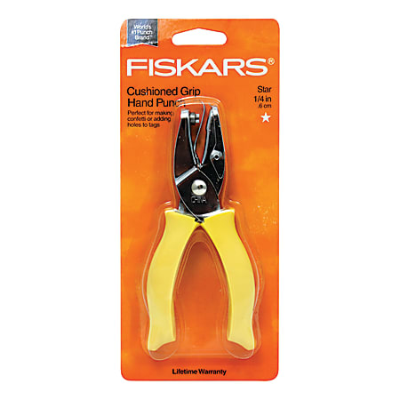 Fiskars® Hand Punches, 1/4" Star, Yellow, Pack Of 3