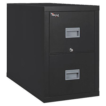 FireKing® Patriot 31-5/8"D Vertical 2-Drawer Legal-Size File Cabinet, Metal, Black, Dock To Dock Delivery