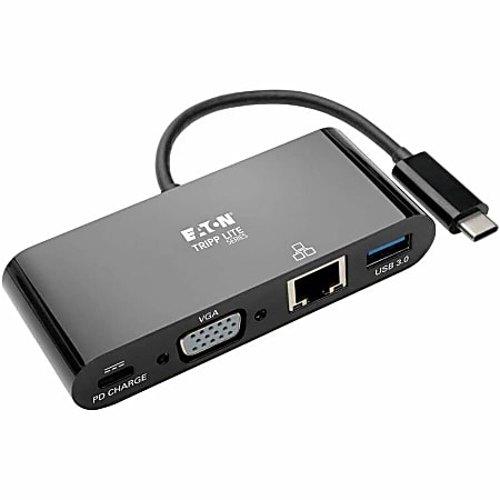 Tripp Lite USB C to VGA Multiport Adapter Dock USB Type C to VGA Black, Thunderbolt 3 Compatible, USB Type C, USB-C, USB Type-C -  - U44406NVGUBC
