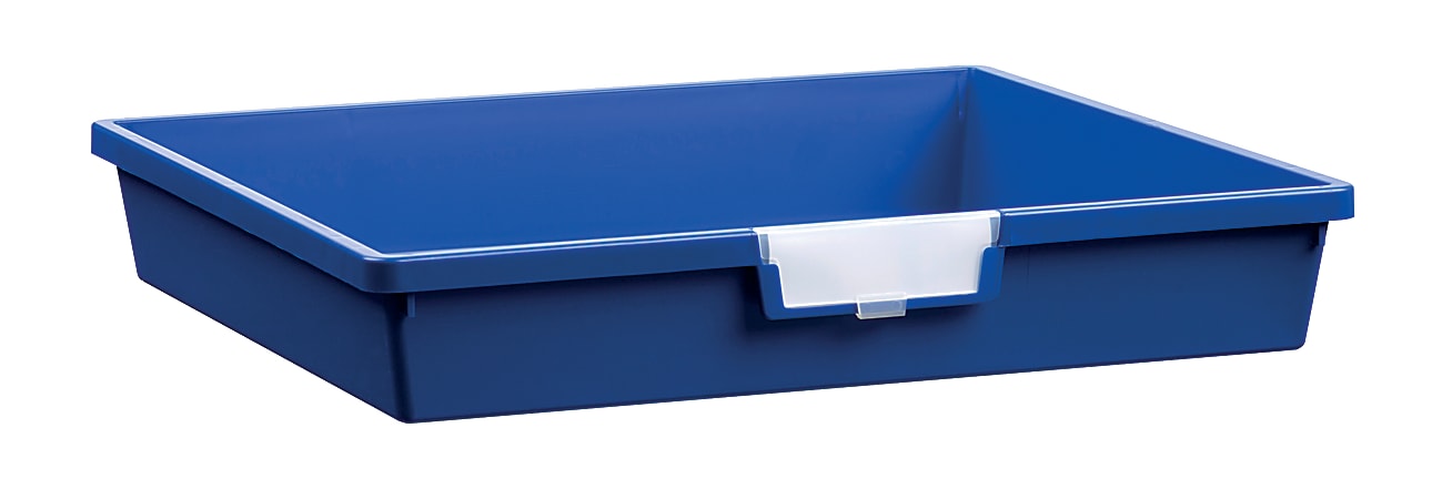 Storsystem Extra Wide Single Depth Tote Tray, Rectangle, 16.1 Qt, 16 3/4" x 18 1/2" x 3", Primary Blue