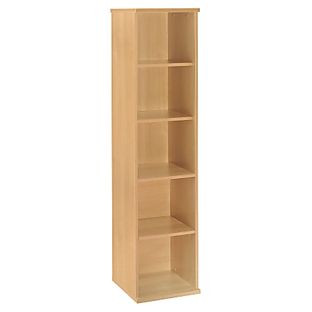 Bush Business Furniture Components 5 Shelf Bookcase, 18"W, Light Oak, Premium Installation
