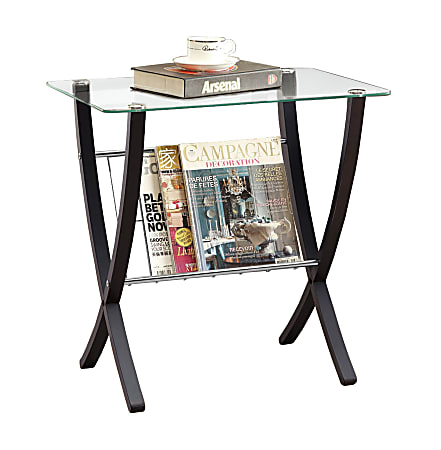 Monarch Specialties Shelby Accent Table, 24-1/2"H x 24"W x 16-1/4"D, Cappuccino