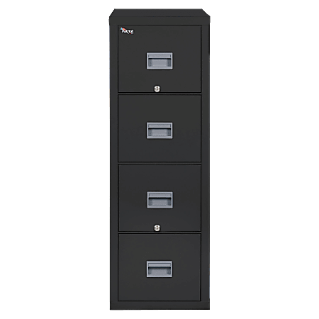 FireKing® Patriot 31-5/8"D Vertical 4-Drawer Letter-Size File Cabinet, Metal, Black, Dock-to-Dock Delivery