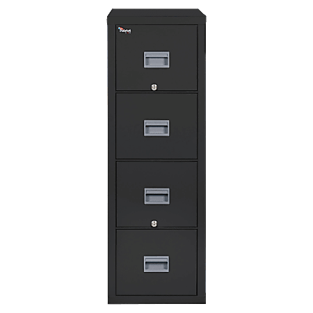 FireKing® Patriot 31-5/8"D Vertical 4-Drawer Letter-Size File Cabinet, Black, Dock-to-Dock Delivery