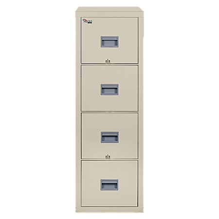 FireKing® Patriot 31-5/8"D Vertical 4-Drawer Letter-Size File Cabinet, Metal, Parchment, Dock To Dock Delivery